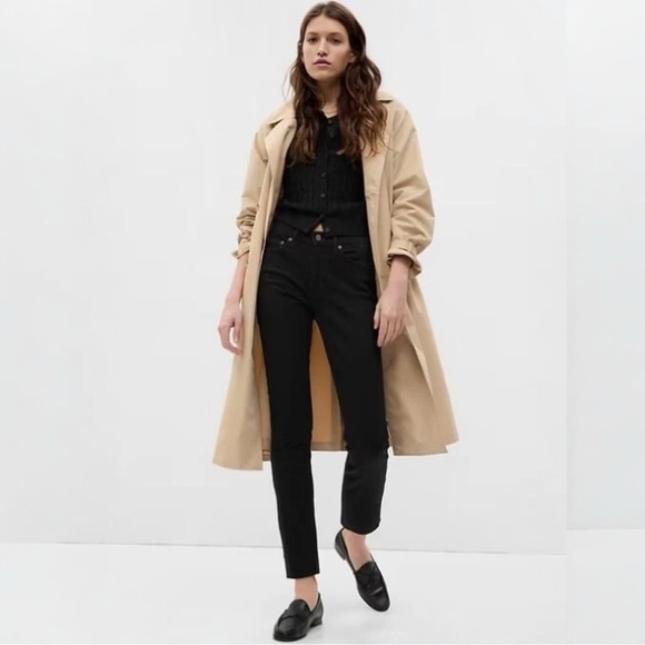 GAP Mid Rise Vintage Slim Stretch Jeans 32/14 Tall Black Rinse Raw Hem #795399 - Picture 1 of 15